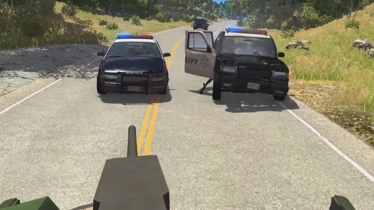 Machine Gun vs. Police 3 | BeamNG.drive