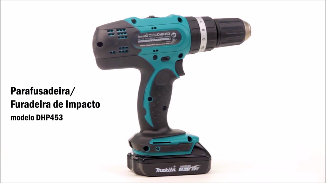 Parafusadeira / Furadeira de Impacto a Bateria modelo DHP453 da Makita - ARG