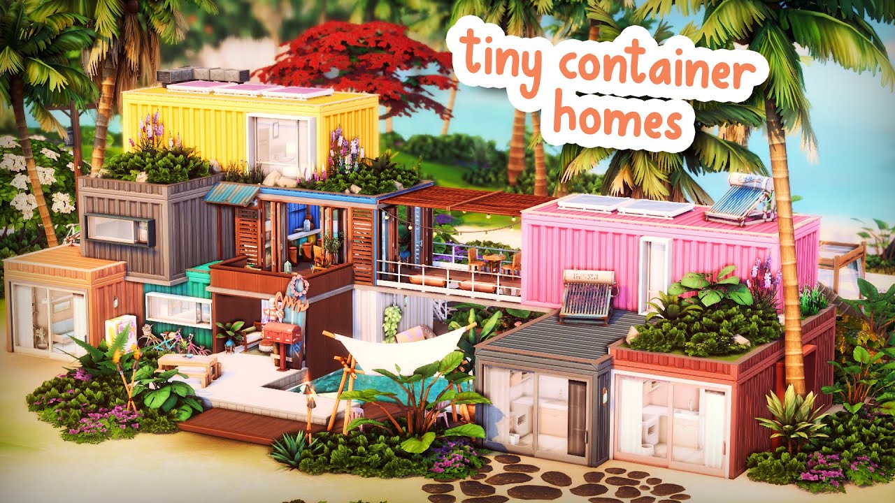 Tiny Container Homes 🌴 || The Sims 4 Speed Build