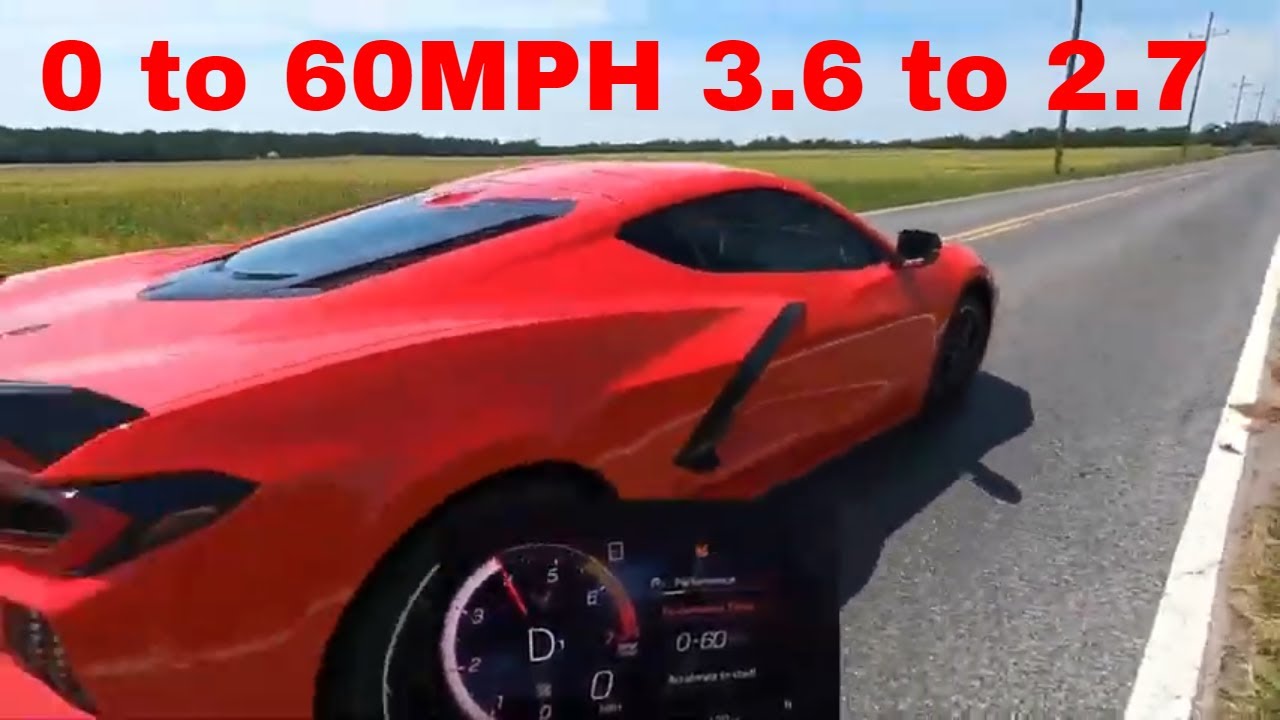 Разгон от 0 до 60 миль в час (с системой контроля старта) Corvette Z51 C8 2020 года (с системой к...