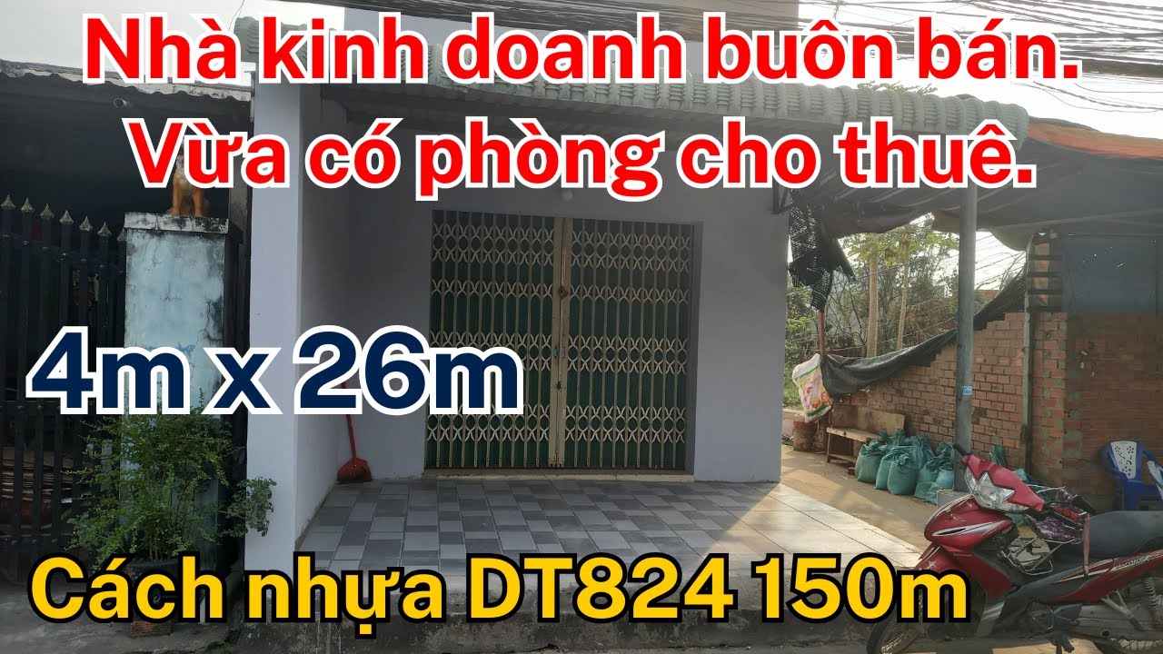 NHÀ VỪA Ở, VỪA CHO THUÊ, DT: 4m x 26m, sổ riêng. 1/DT824 vào 150m, ngay Ngã 3 Mỹ Hạnh Nam, dân đông.