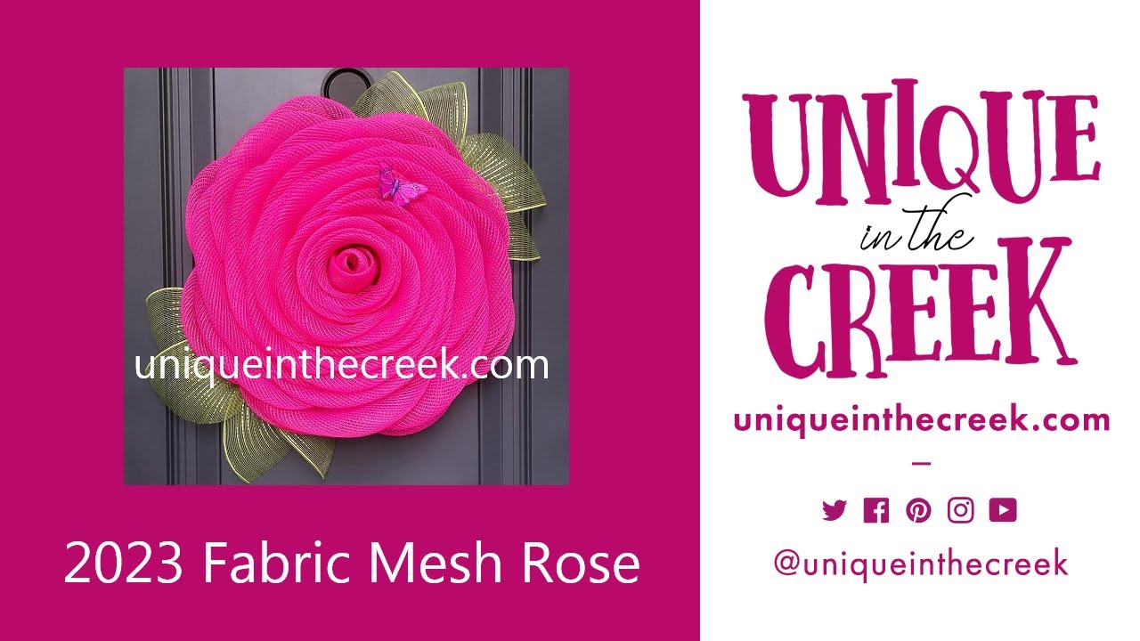 DIY Beautiful Pink Rose Deco Mesh Flower Wreath on UITC Large Board