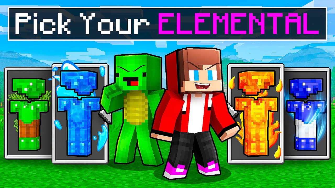 Джей-Джей и Майки могут ВЫБРАТЬ СВОИ СТИХИЙНЫЕ СИЛЫ в Minecraft &mdash; Maizen