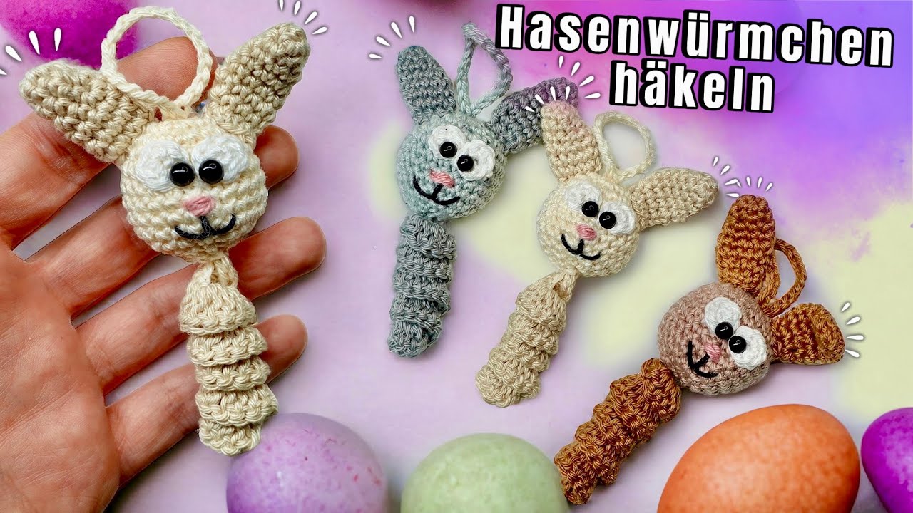 Hasenwürmchen häkeln 🐰-Sorgen / Glückswürmchen