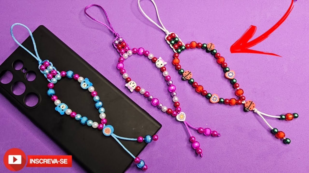 Phone strap pulseira salva celular #phone #phonestrap #miçangas #diy #artist #erenibijuterias