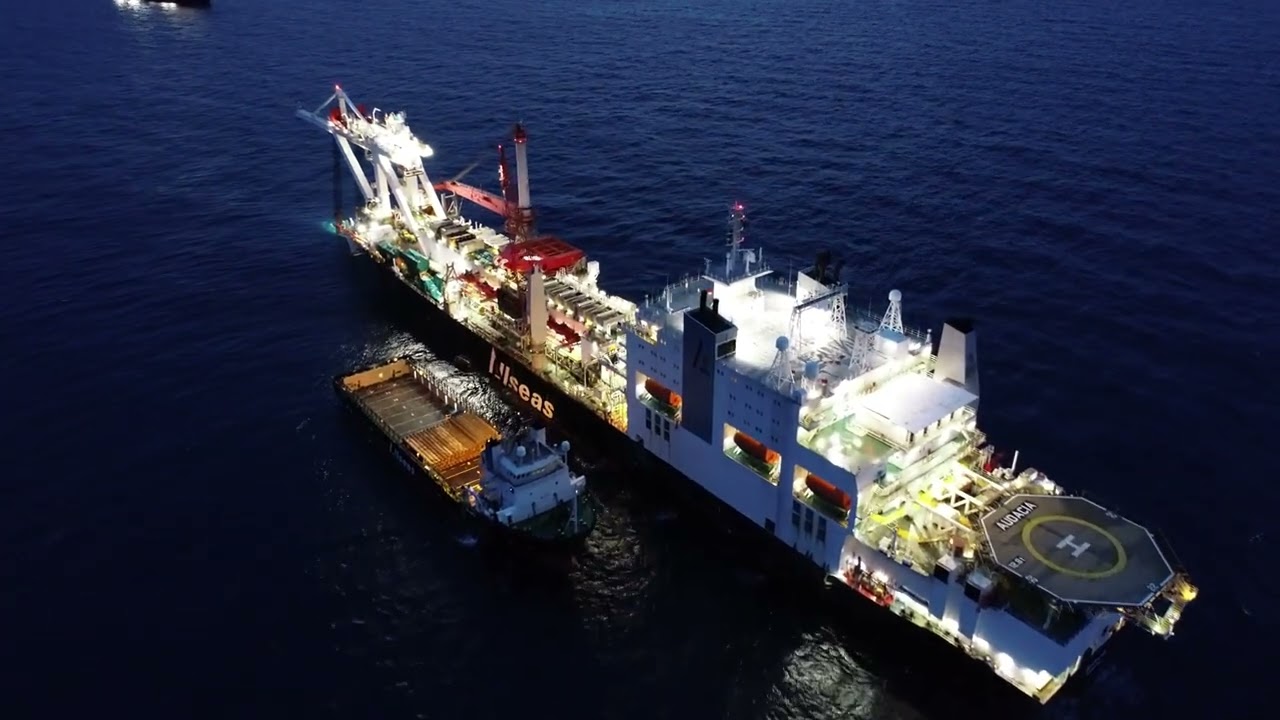 Aerial shots of pipelay vessel Audacia