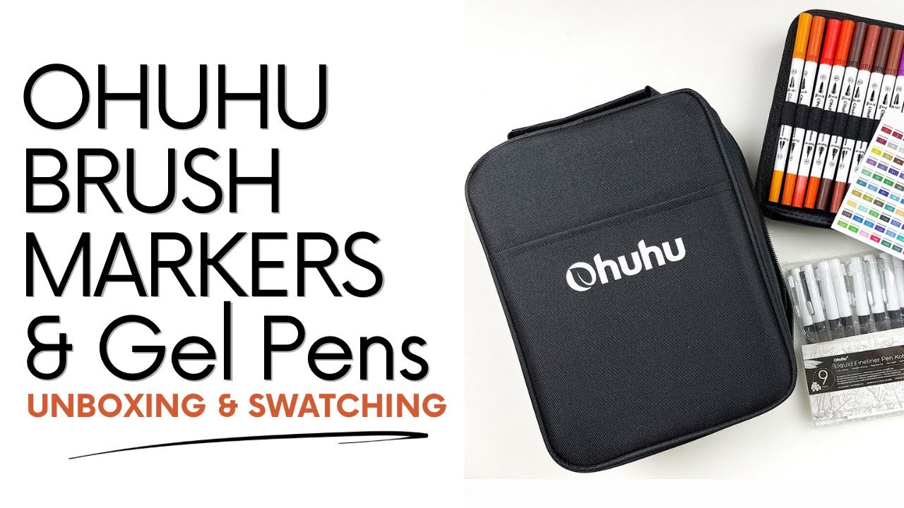 Ohuhu Dual Brush Markers Unboxing, Review & Swatches | Water Base Markers