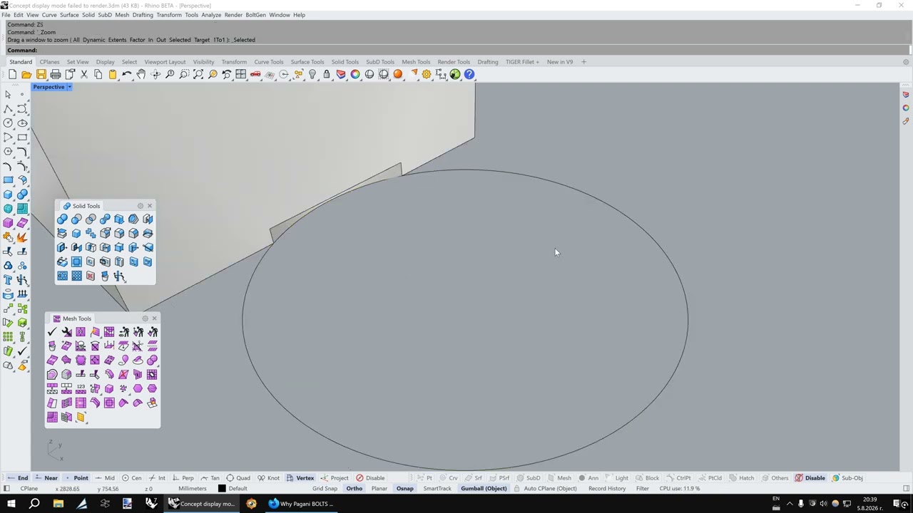 BUG in the latest Rhino 9 BETA: Broken zoom with the 3d mouse