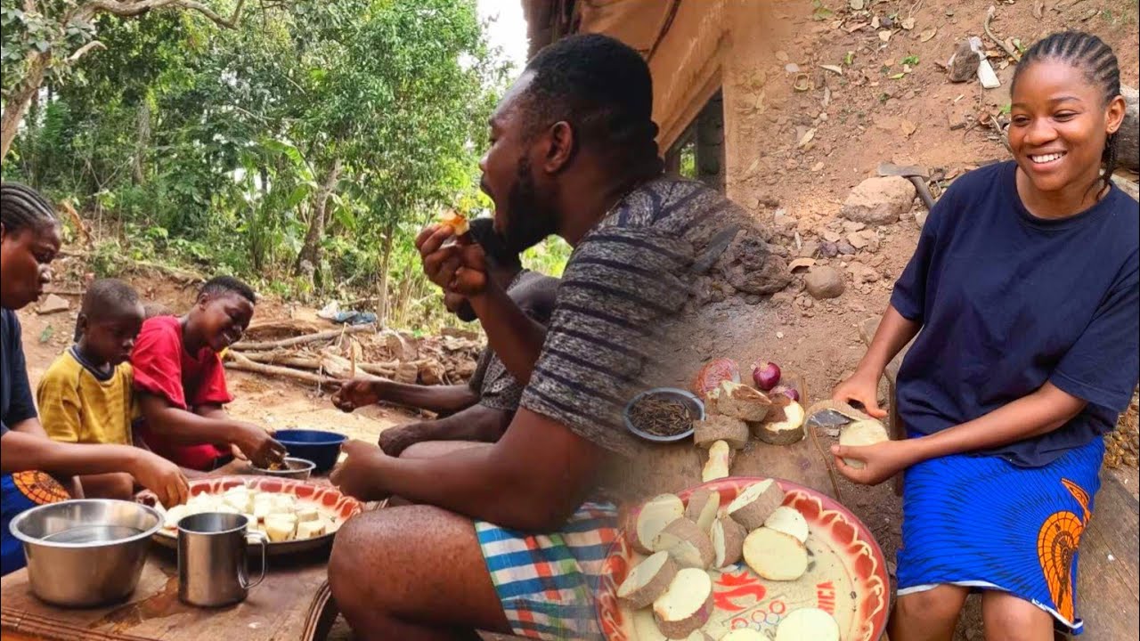City Girl Cooking Village Food | Boiled Yam & Ukpaka Sauce | African Village Life