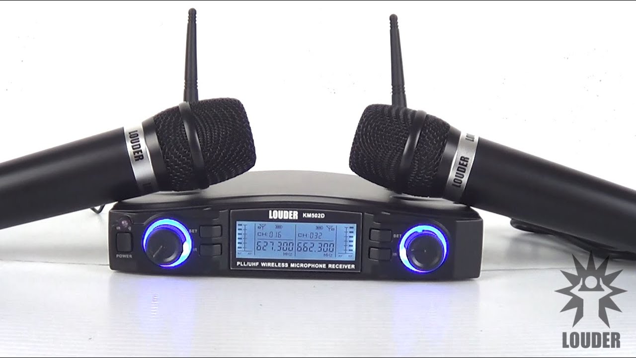 KM502D Set 2 Micrófonos Inalámbricos UHF / PLL multifrecuencia, Marca louder