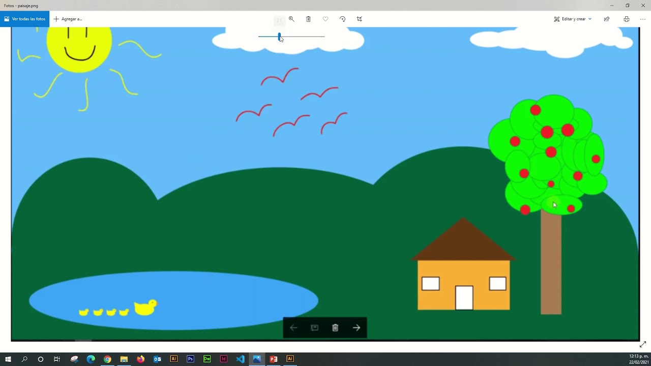 Paisaje con figuras en Illustrator