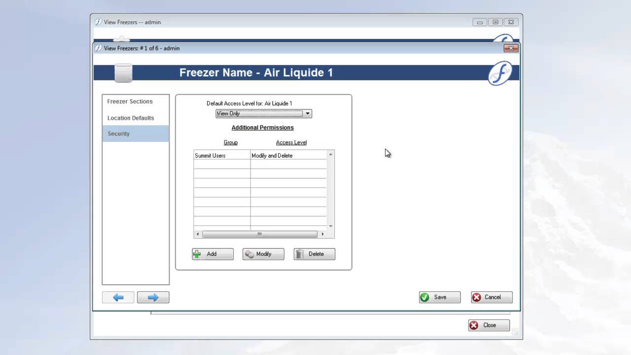 Security: Freezer Level Security Freezerworks 2015