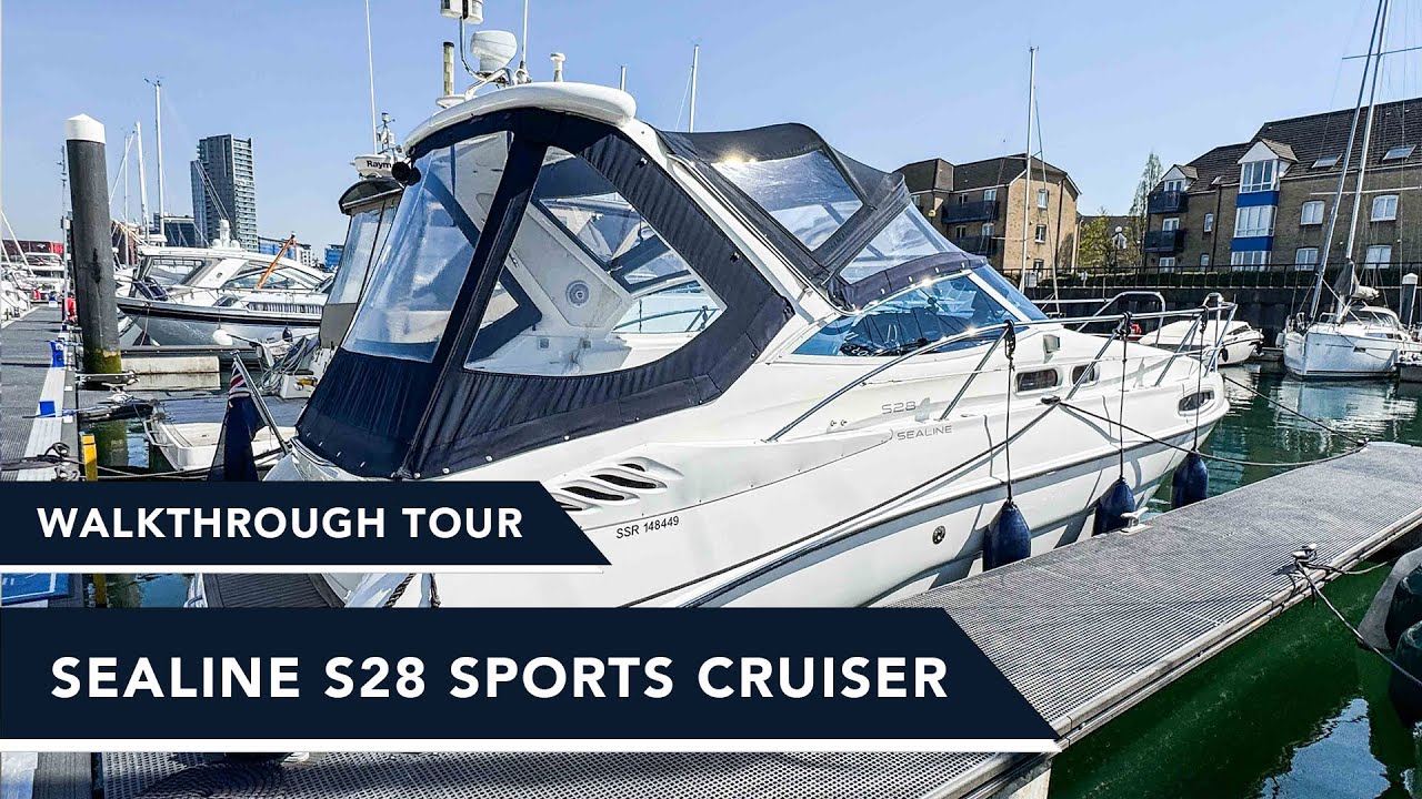 The best condition used Sealine S28 ever?! Walkthrough Boat / Yacht Tour - Volvo Penta KAD32 Engines