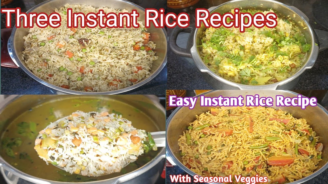 Three Simple Rice Recipes//3 Rice Recipes With Seasonal Vegetables//Instant  Veggies Rice Recipes😋🤤 