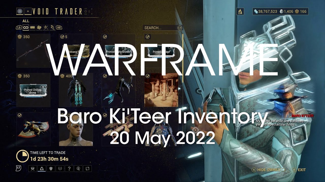 Baro Ki'Teer Warframe Location & Inventory 20 May 2022-Xbox One/Series S X & PS4/PS5