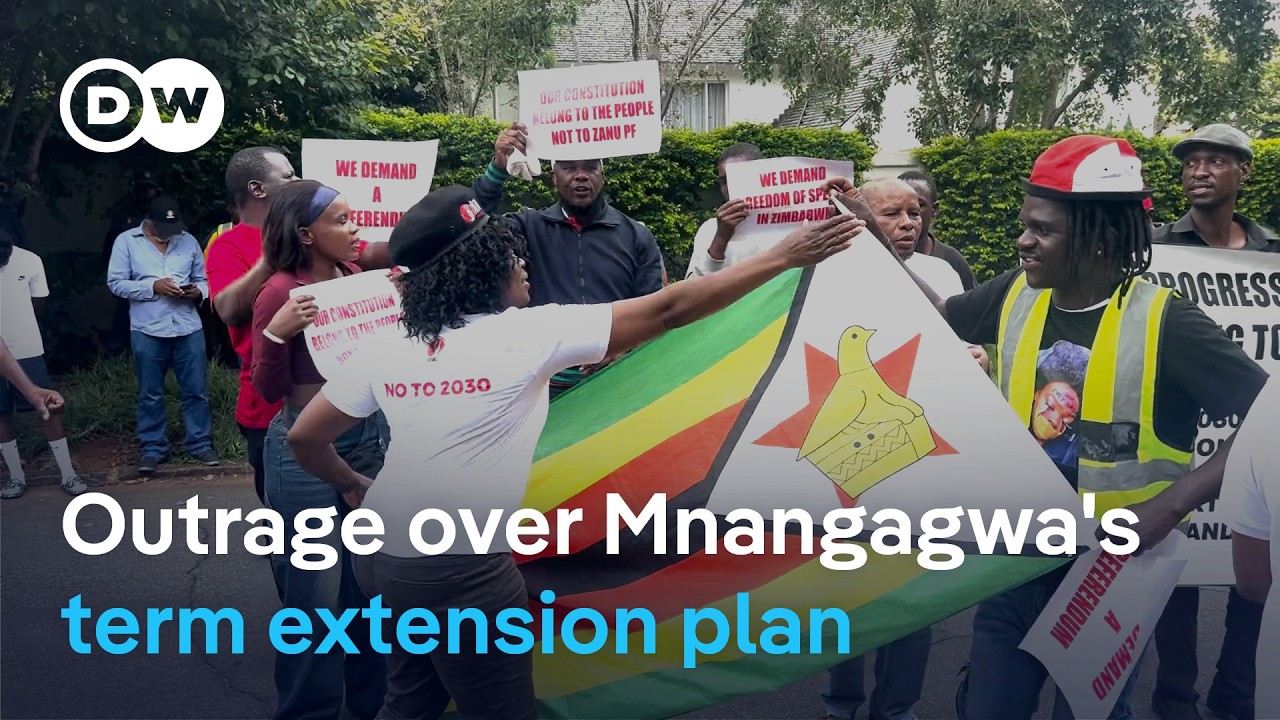 Zimbabweans in South Africa protest Mnangagwa's term extension plan