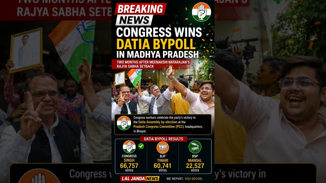 The Congress Party has won the Datia Assembly bypoll in Madhya Pradesh