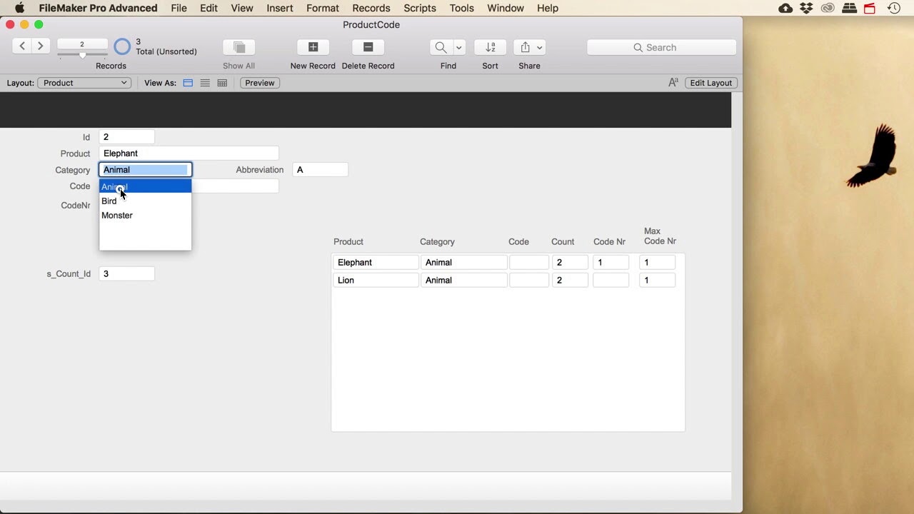 Filemaker Pro - Product Code Letter and Number