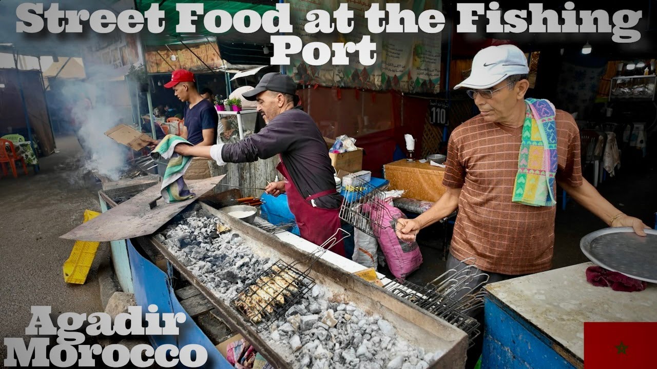 Street Food at the Fishing Port in Agadir, Morocco 🇲🇦