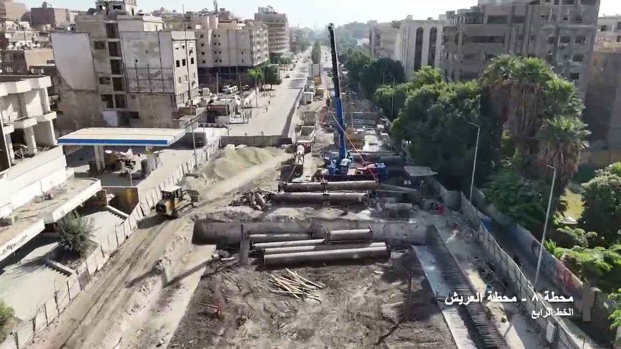 تصوير جوي لاعمال تنفيذ المرحلة الأولى من الخط الرابع لمترو الأنفاق