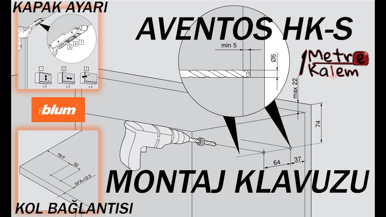 blum AVENTOS HK-S montaj klavuzu ve kapak ayarı