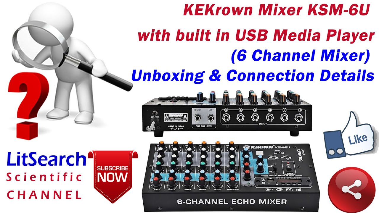 KEKrown Mixer KSM 6U with built in USB Media Player 6 Channel Mixer