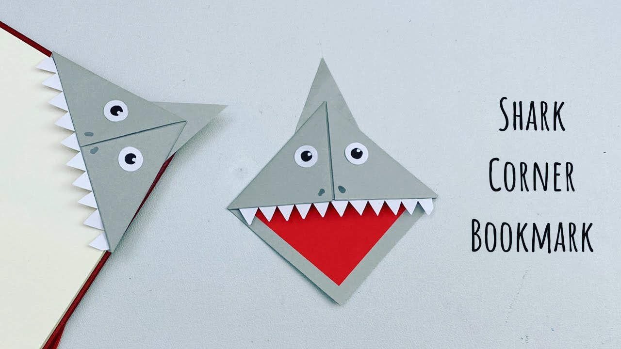DIY Paper SHARK Corner Bookmark!!! Paper Crafts For School / Origami Bookmark / Paper Craft New
