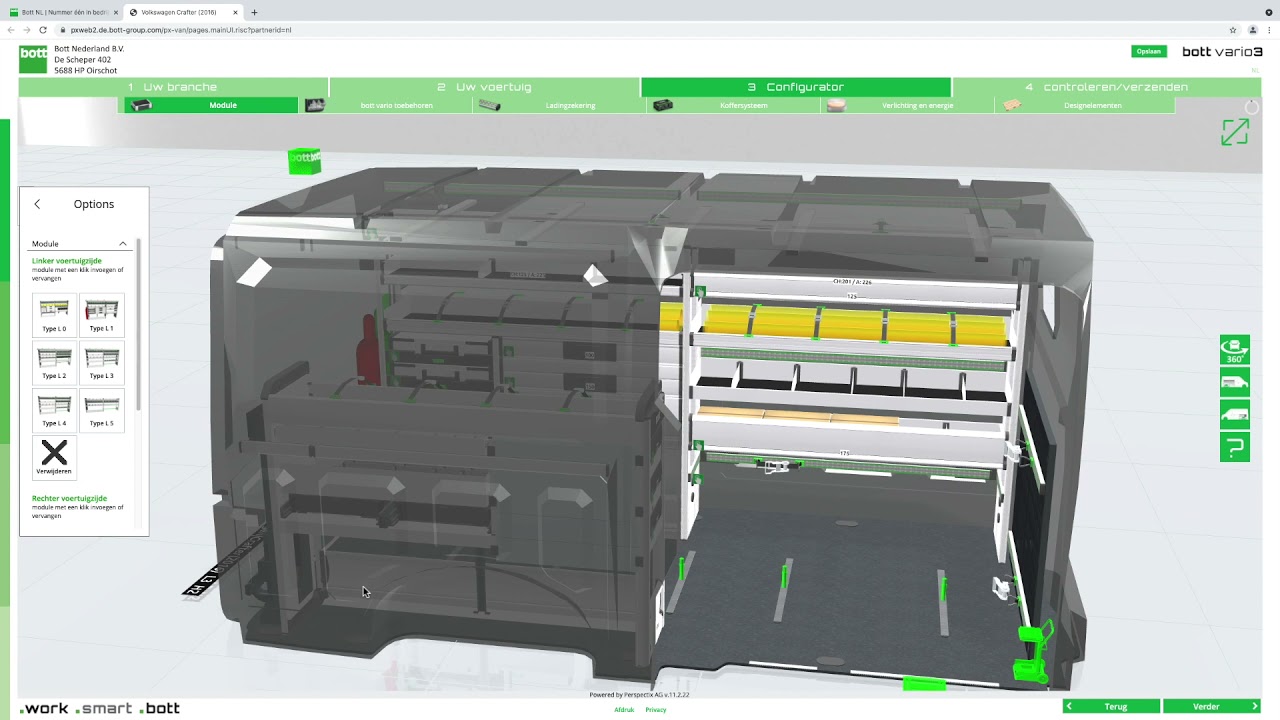Online bott bedrijfswageninrichting configurator op www.bott.nl