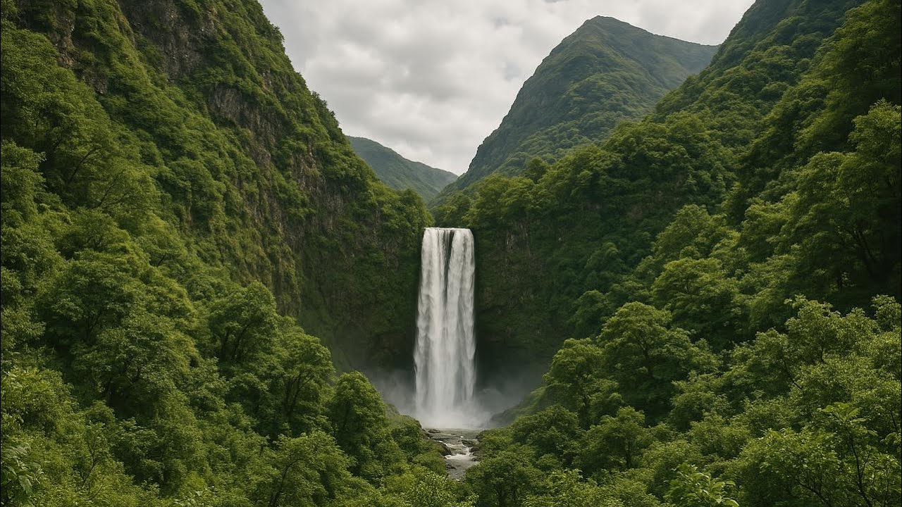 Atmospheric Video With a Waterfall 