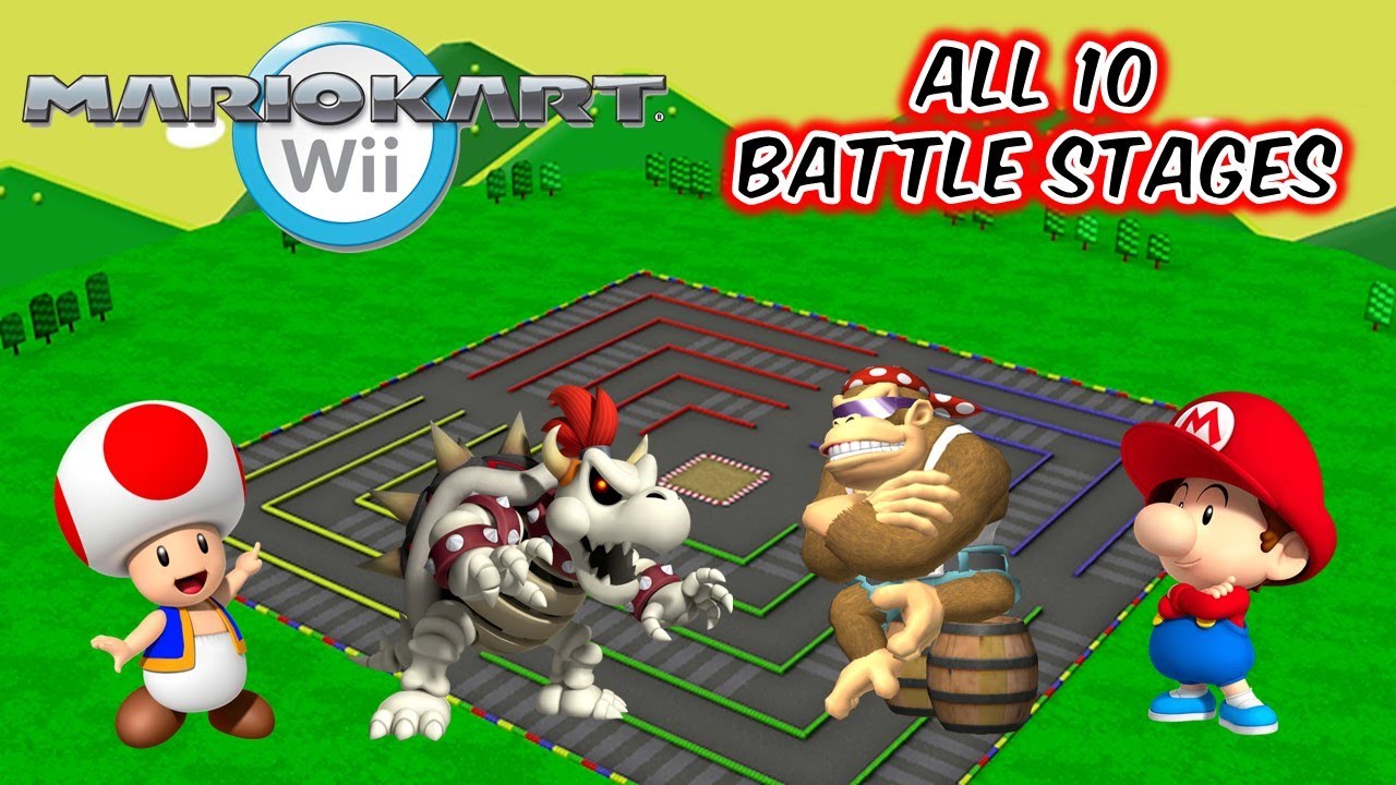 Mario Kart Wii - Balloon Battle (4 Players) - All Stages