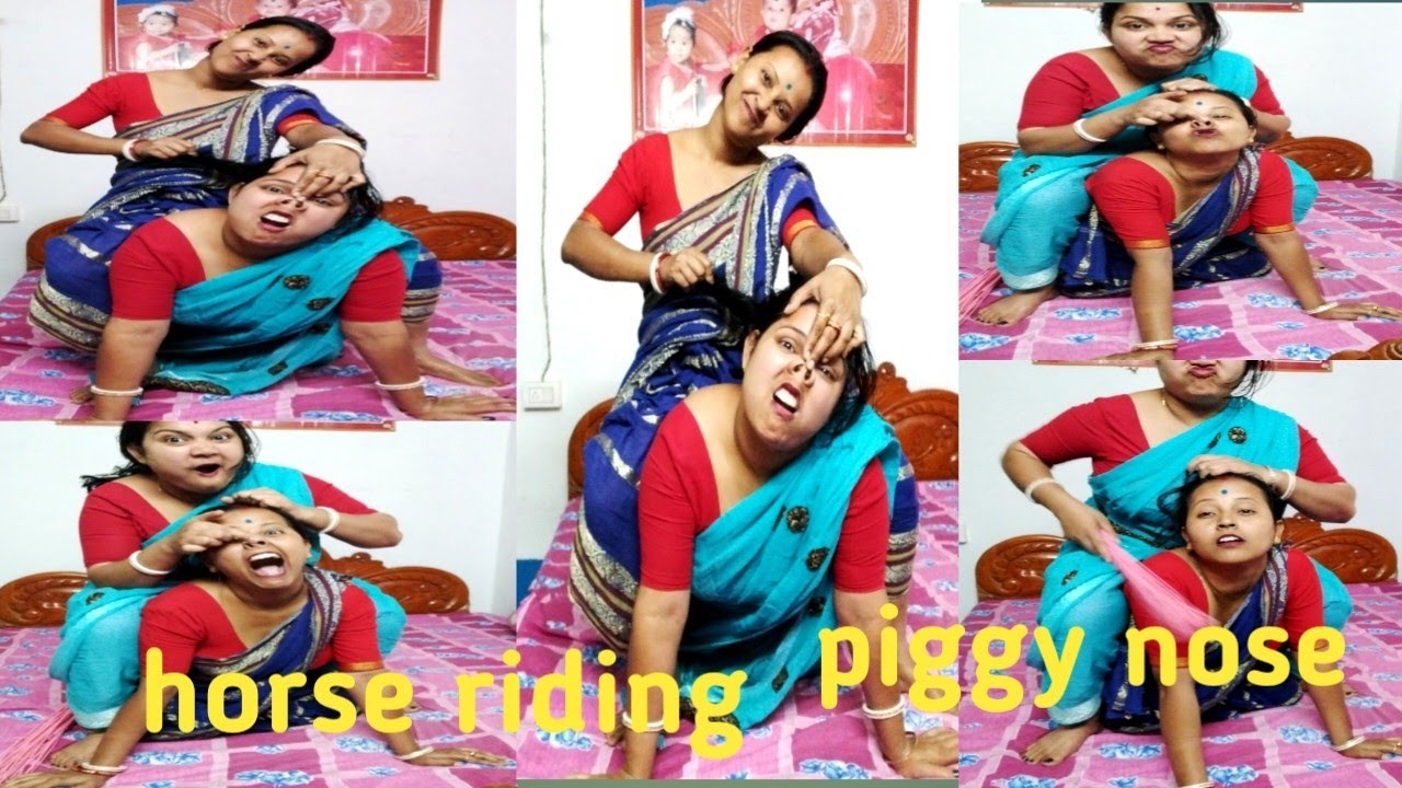 Horse riding 🐎 piggy🐷 nose 👃 challenge // #shampabiswas .