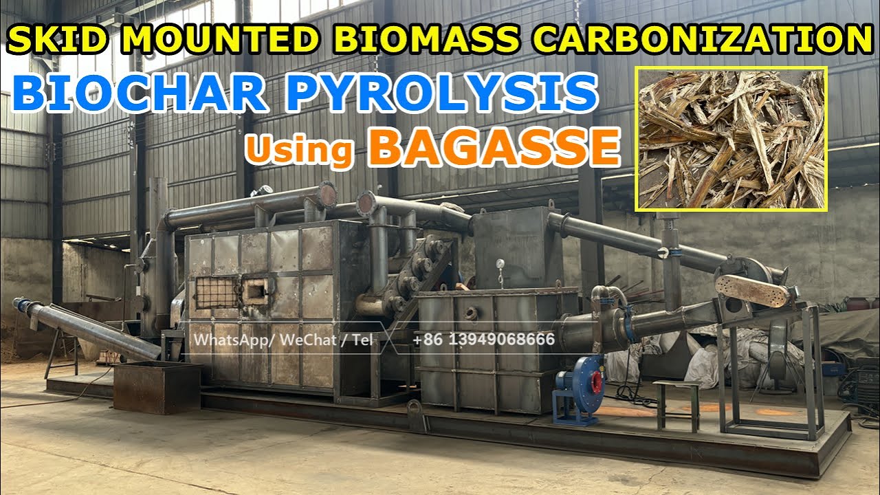 Use Bagasse to produce biochar! Skid Mounted Carbonization Furnace✅