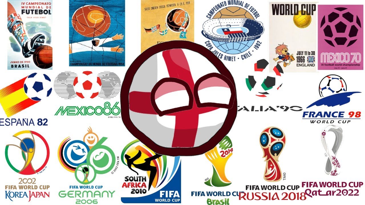 Historia de Inglaterra en los mundiales (1950-2022) Countryballs