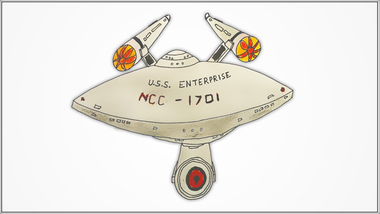 How to draw a star trek space ship uss enterprise step by step