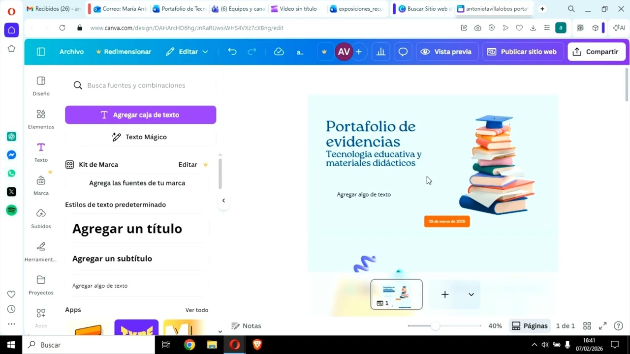 Editar y publicar sitio web en Canva