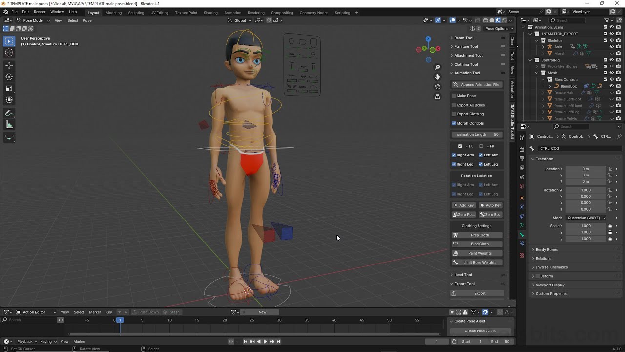 IMVU Toolkit - Male Animation/Pose Setup