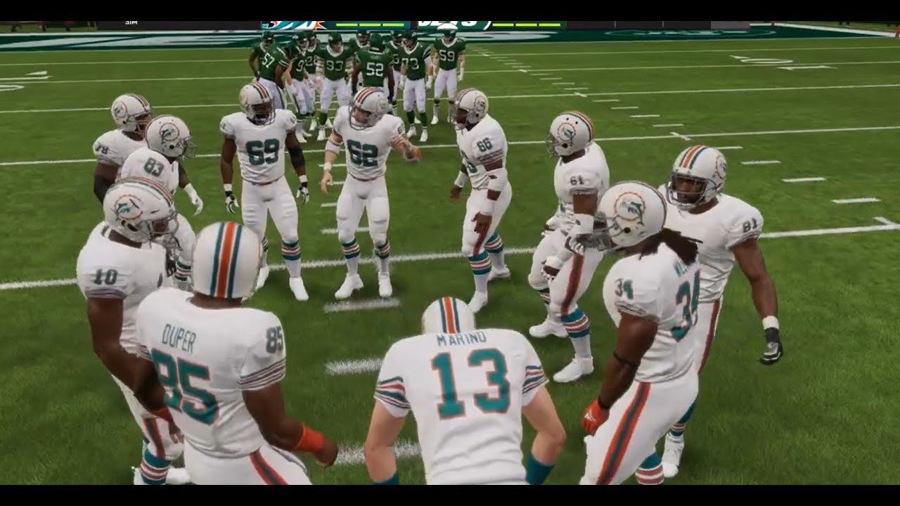 Dolphins (1-0) vs Jets (0-1). All-time team regular season #13