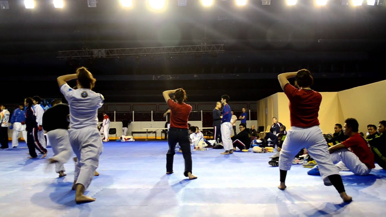 Backstage scenes - Warm up room - 2012 World Karate Championships Paris day 1