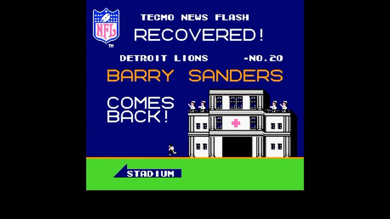From Hospital to Endzone! Barry Sanders - Tecmo Super Bowl #retrogaming #nes #nintendo