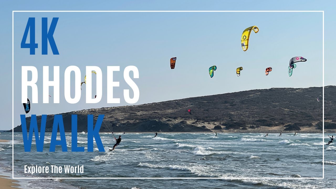 【4K】 Greece Rhodes Walk - Prasonisi Beach Ideal for Kitesurfing and Windsurfing