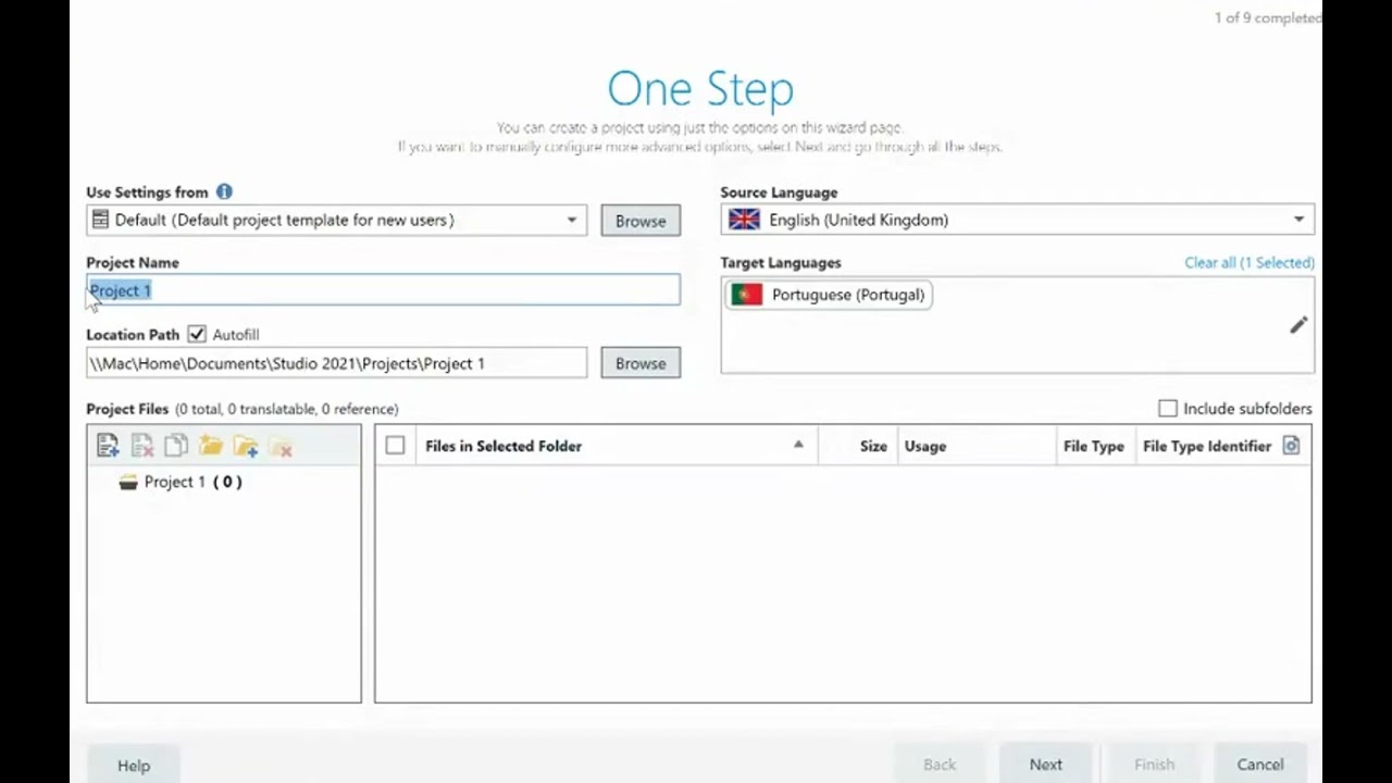 Trados Studio 2021 Criar um Projeto (Português)