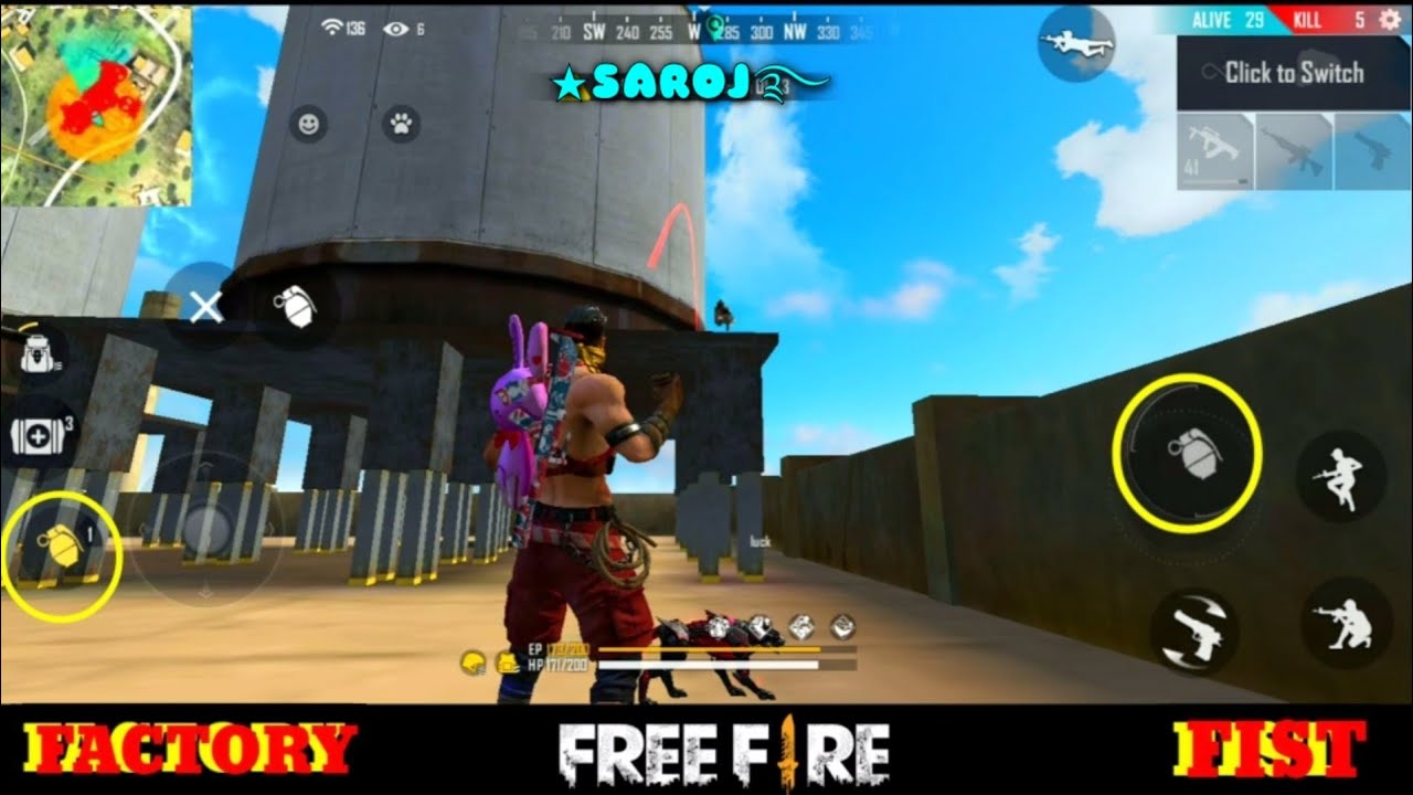 GARENA FREE FIRE FACTORY KING - FF FIST FIGHT ON FACTORY ROOF - FACTORY FREE FIRE - PRO PLAYER TRICK