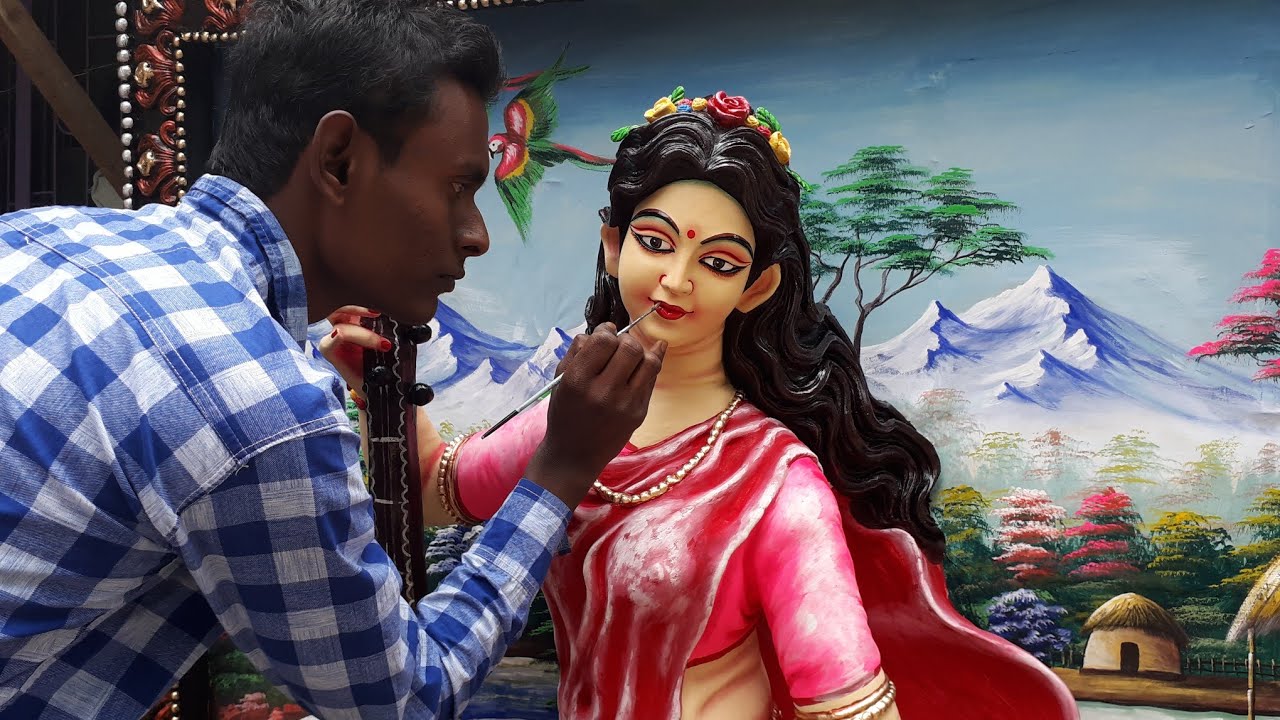 how to paint a saraswati murti || full painting process