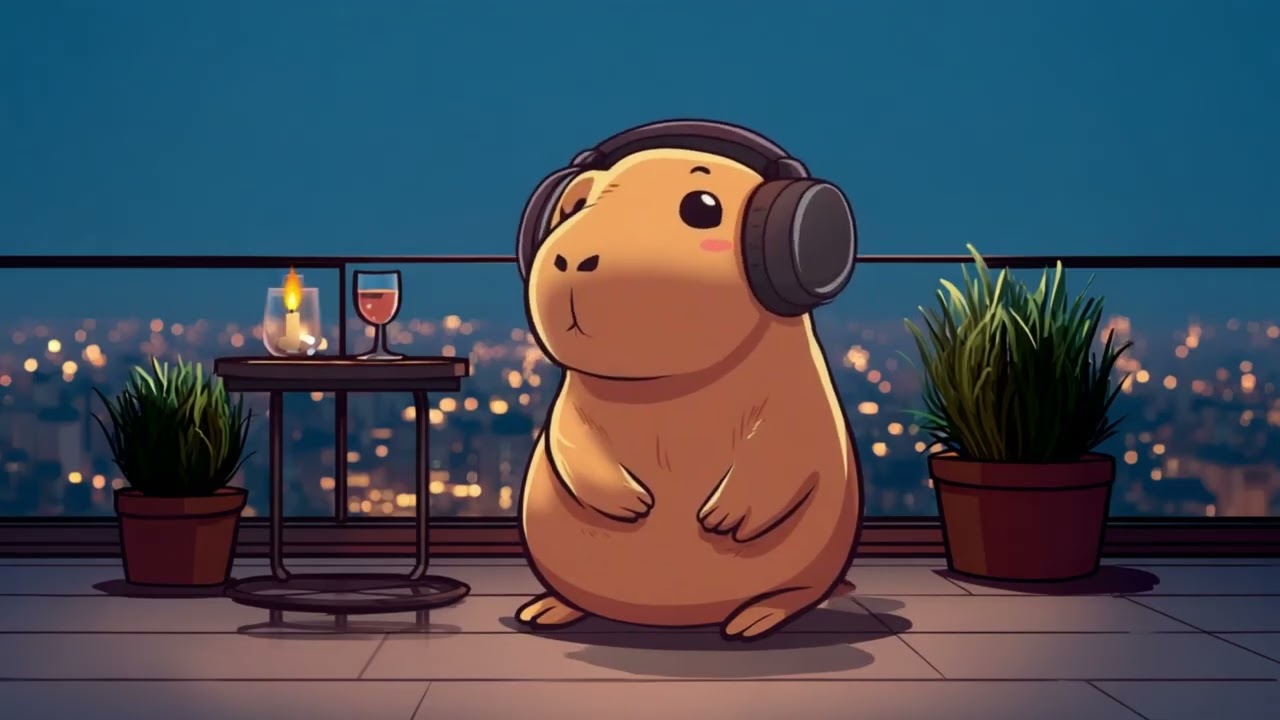 Sky Bar at Night — Calm Background Music with City Lights | Lofi Jazz | Capy Radio #lofi