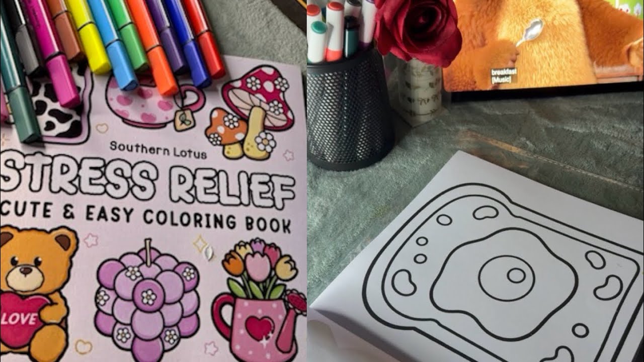 Colour with me asmr 🍞🥖| 'stress relief ' toast 🍳colouring |whispered acrylic •marker sounds 