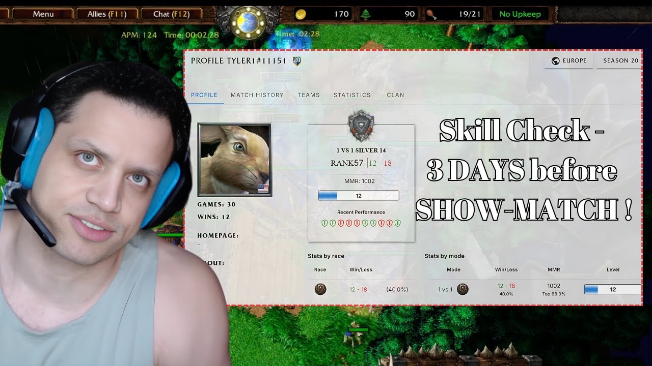 Tyler1 POV | Rank & Skill Check - 3 Days Before SHOW-MATCH !