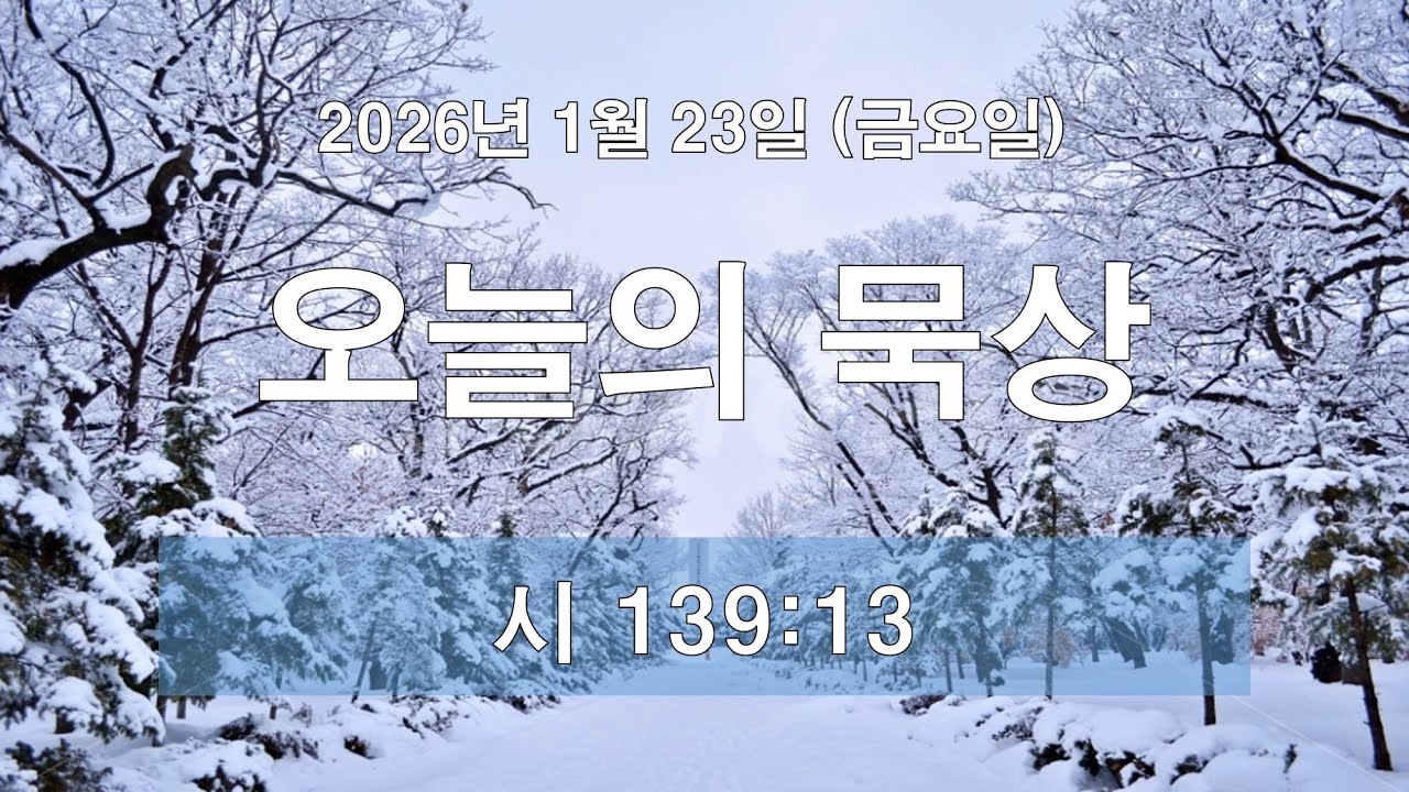 금주의 묵상(1월 23일, 금) : 연약함을 도우시는 하나님(시 139:13)