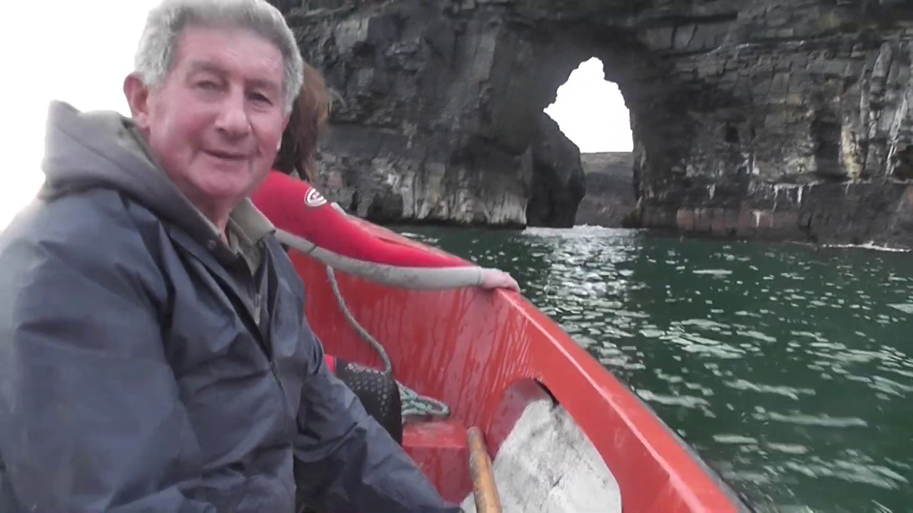 Ballybunion cliffs and caves by boat.