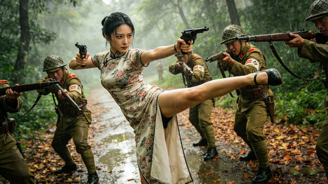 女神槍手偽裝成村姑，吸引日軍註意，下秒就將他們全部消滅！#drama #kungfu #中国电视剧