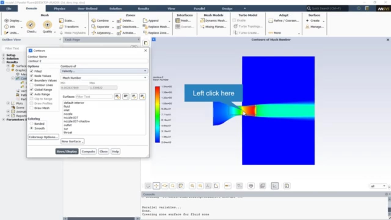 Supersonic Nozzle shock wave CFD simulation